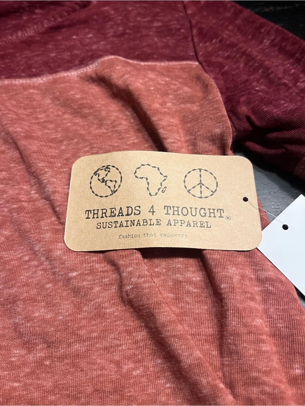 Threads 4 Thought Two-Tone Long Sleeve Top - Burgundy & Rust - Picture 3 of 3